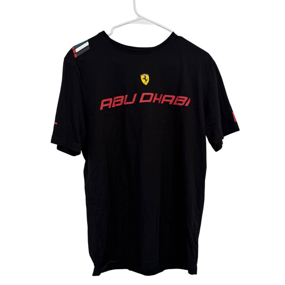 Scuderia Ferrari Abu Dhabi UAE Grand Prix Black Graphic T-Shirt Mens Large